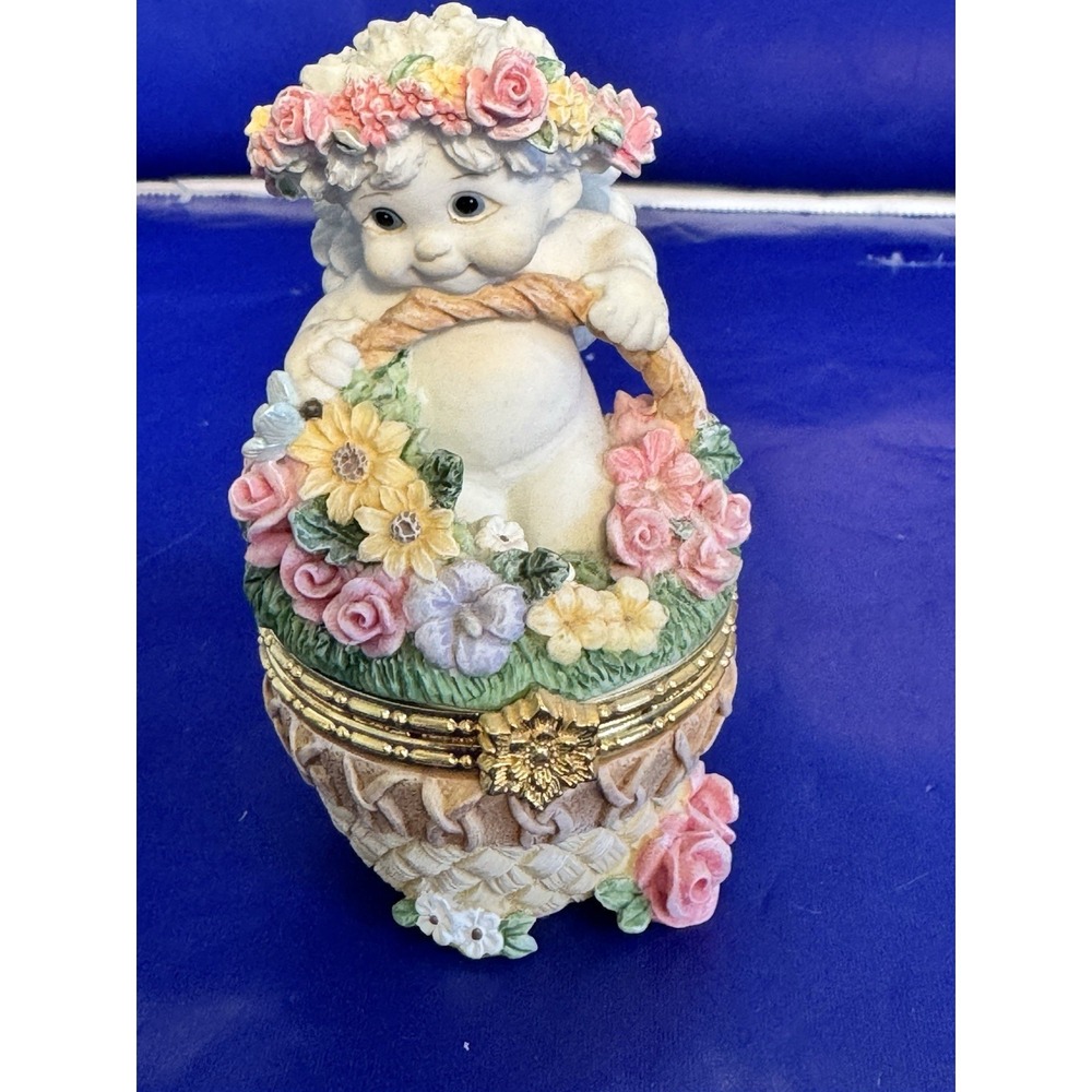 Dreamsicles collection resin angel trinket box hinged flower basket‎ 10355